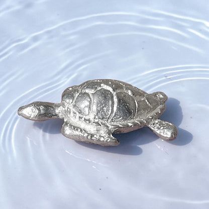 Turtle Figurine (Hawksbill Sea Turtle), Handmade Pewter