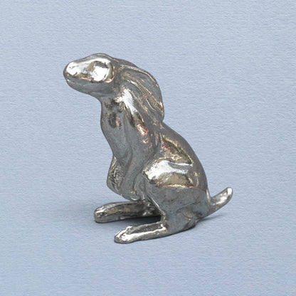 Hare Figurine (Moon Gazing Hare), Handmade Pewter