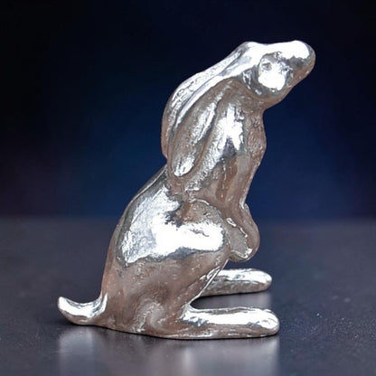 Hare Figurine (Moon Gazing Hare), Handmade Pewter