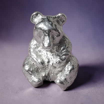 Panda Figurine, Miniature Panda, Handmade Pewter