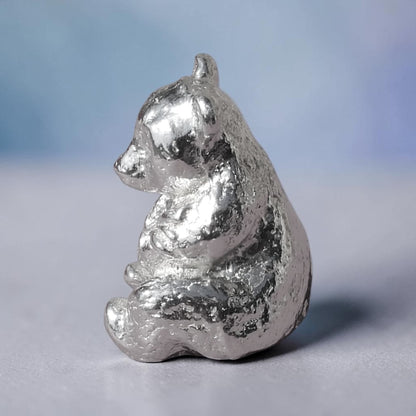 Panda Figurine, Miniature Panda, Handmade Pewter