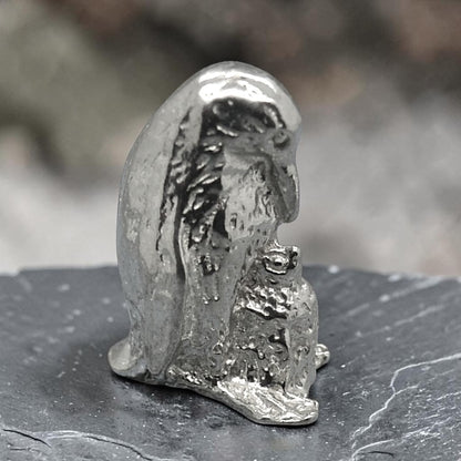Penguin Figurine (Penguin and Chick), Miniature Penguins, Handmade Pewter