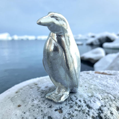 Penguin Figurine, Miniature Penguin, Handmade Pewter