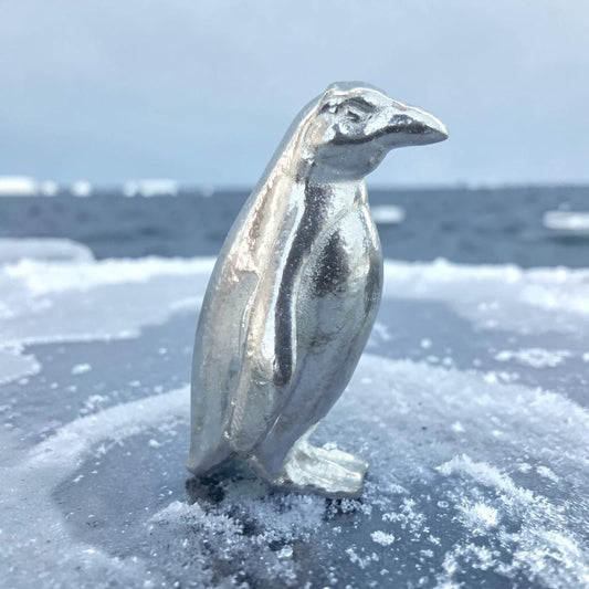 Penguin Figurine, Miniature Penguin, Handmade Pewter
