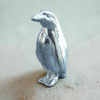 Penguin Figurine, Miniature Penguin, Handmade Pewter