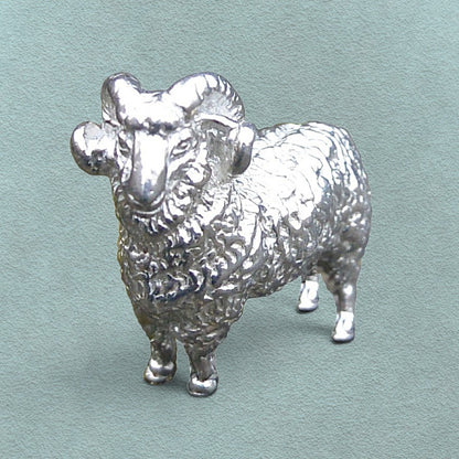 Sheep Figurine (Woolly Ram), Miniature Sheep, Handmade Pewter