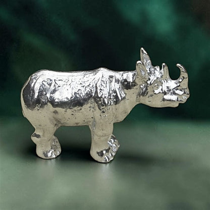 Rhino Figurine, Miniature Rhinoceros, Handmade Pewter