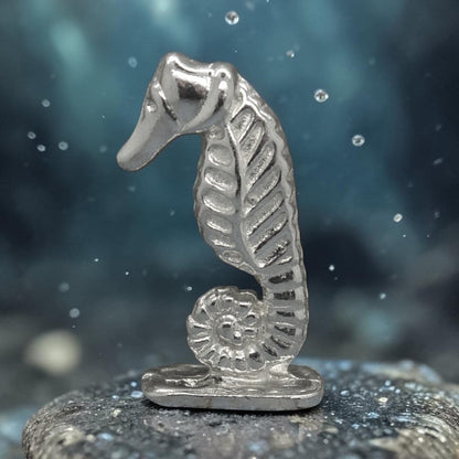 Seahorse Figurine, Miniature Seahorse, Handmade Pewter