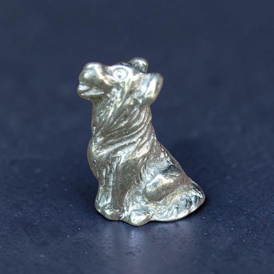 Sheepdog Figurine (Sitting Sheepdog), Miniature Dog, Handmade Pewter