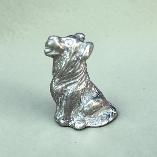 Sheepdog Figurine (Sitting Sheepdog), Miniature Dog, Handmade Pewter