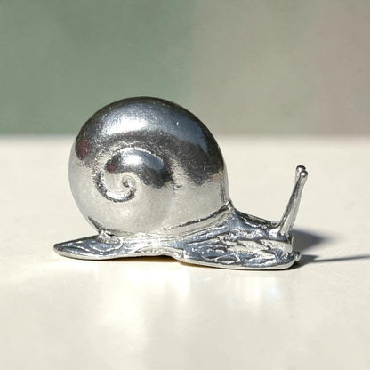 Snail Figurine, Miniature Snail, Handmade Pewter