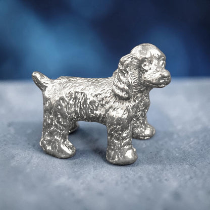Dog Figurine (Labradoodle), Miniature Labradoodle, Handmade Pewter