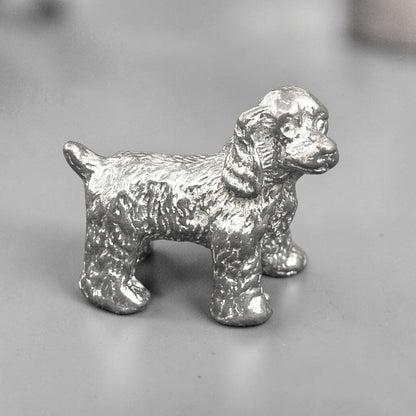 Dog Figurine (Labradoodle), Miniature Labradoodle, Handmade Pewter