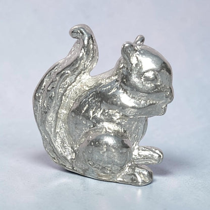 Squirrel Figurine, Miniature Squirrel, Handmade Pewter