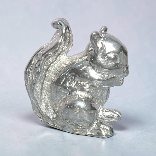 Squirrel Figurine, Miniature Squirrel, Handmade Pewter