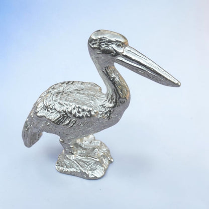 Pelican Figurine (Standing Pelican), Miniature Pelican, Handmade Pewter