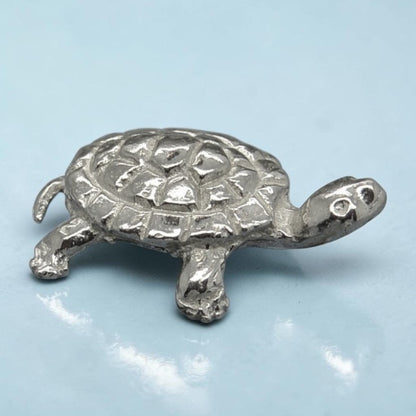 Turtle Figurine, Miniature Sea Turtle, Handmade Pewter