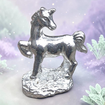 Unicorn Figurine, Miniature Unicorn, Handmade Pewter