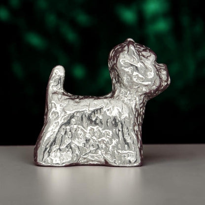 Dog Figurine (Westie), Miniature West Highland Terrier, Handmade Pewter