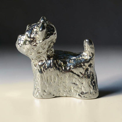 Dog Figurine (Westie), Miniature West Highland Terrier, Handmade Pewter