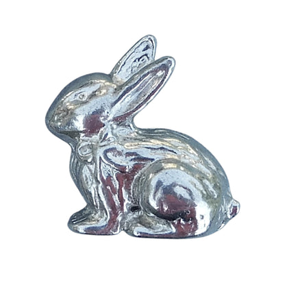 Rabbit Figurine (Ears Together), Miniature Rabbit, Handmade Pewter