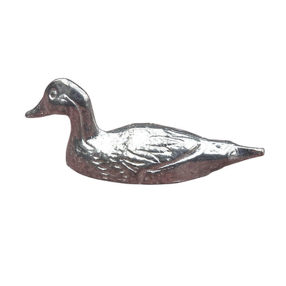 Duck Figurine, Long Pewter Duck, Handmade Waterfowl Collectible