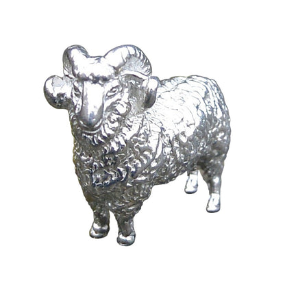 Sheep Figurine (Woolly Ram), Miniature Sheep, Handmade Pewter