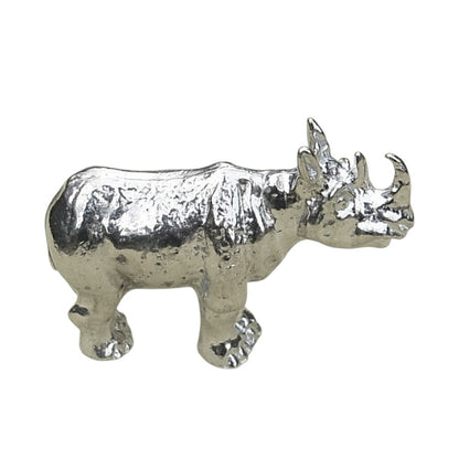 Rhino Figurine, Miniature Rhinoceros, Handmade Pewter