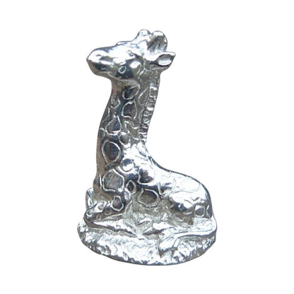 Giraffe Figurine, Sitting Giraffe, Handmade Pewter
