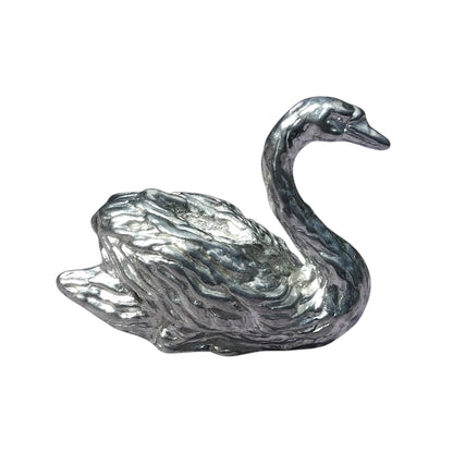 Swan Figurine, Miniature Swan, Handmade Pewter