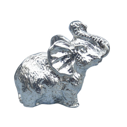 Elephant Figurine (Raised Trunk), Miniature Lucky Elephant, Handmade Pewter