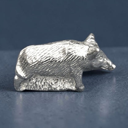 Wild Boar Figurine, Miniature Wild Boar, Wild Pig Totem, Hand Crafted, Handmade, in Fine Pewter, by William Sturt
