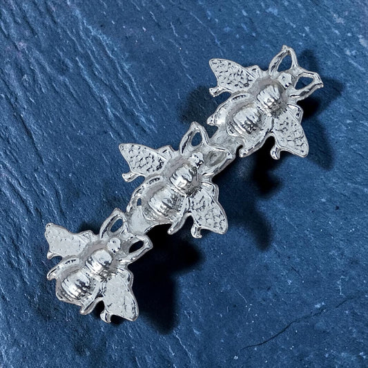 Bee Brooch (Three Bees), Handcast Pewter, Polished Finish