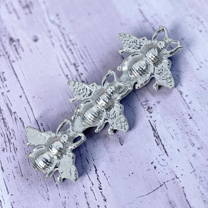 Bee Brooch (Three Bees), Handcast Pewter, Polished Finish