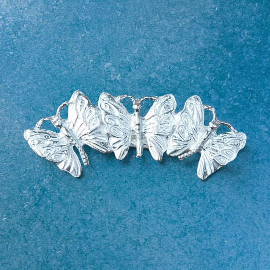 Butterfly Brooch (Three Butterflies), Gardeners Brooch, Handmade in Pewter