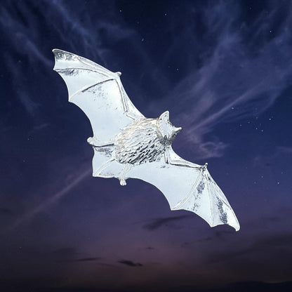 Bat Brooch, Handcast Pewter, Polished Finish