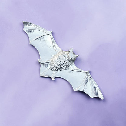 Bat Brooch, Handcast Pewter, Polished Finish