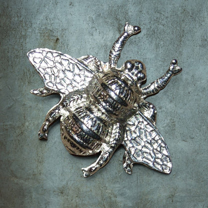 Honey Bee Brooch, Handcast Pewter, Polished Finish
