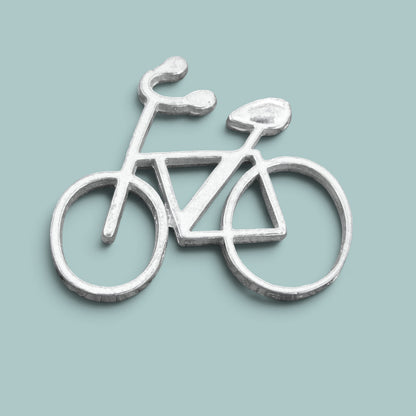 Bicycle Brooch, Handcast Pewter, Polished Finish