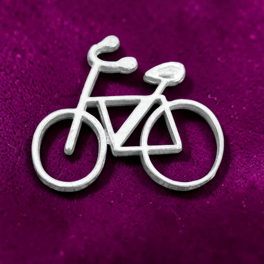 Bicycle Brooch, Handcast Pewter, Polished Finish