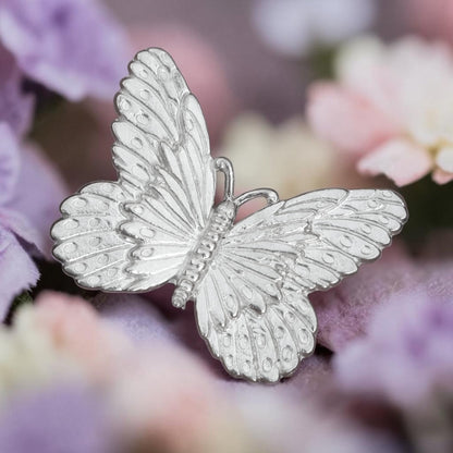 Butterfly Brooch, Handcast Pewter, Polished Finish