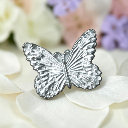Butterfly Brooch (Smaller Design), Handcast Pewter, Polished Finish