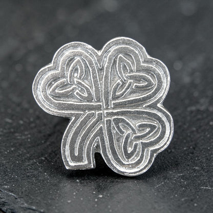 Celtic Shamrock Brooch, Handcast Pewter, Polished Finish Sturt