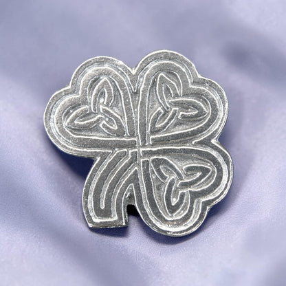 Celtic Shamrock Brooch, Handcast Pewter, Polished Finish Sturt
