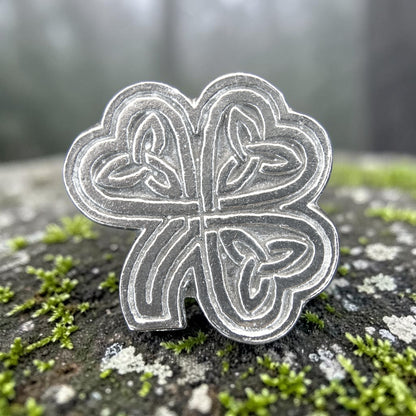 Celtic Shamrock Brooch, Handcast Pewter, Polished Finish Sturt