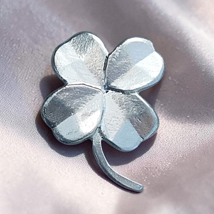 Clover Brooch, Handcast Pewter, Polished Finish