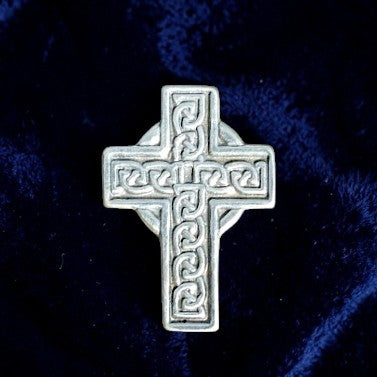 Celtic Cross Brooch (Smaller), Handcast Pewter, Polished Finish