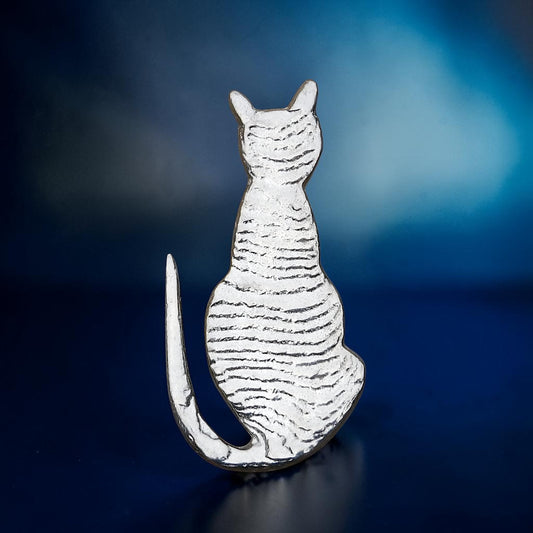 Cat Brooch, (Sitting Design), Handcast Pewter, Polished Finish
