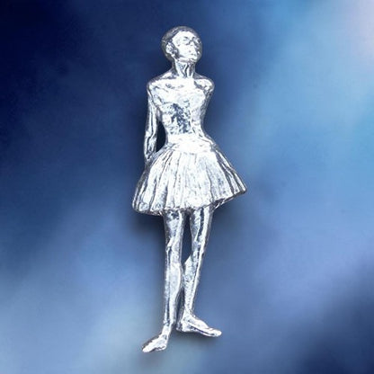 Ballerina Brooch, Degas Dancer, Handcast Pewter, Polished Finish