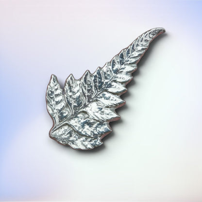 Fern Leaf Brooch, Handcast Pewter Brooch, Polished Finish